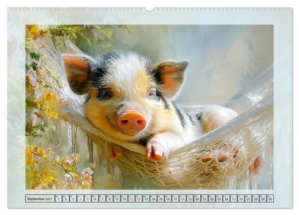 Produktbild: Mini-Schweinchen. Herzensbrecher im Garten (hochwertiger Premium Wandkalender 2027 DIN A2 quer), Kunstdruck in Hochglanz