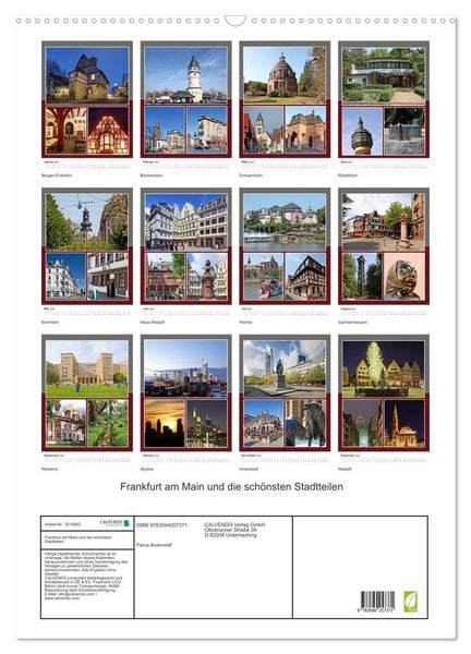 Produktbild: Frankfurt am Main und die sch&ouml;nsten Stadtteilen (Wandkalender 2027 DIN A2 hoch), CALVENDO Monatskalender