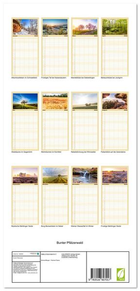 Produktbild: Familienplaner 2026 - Bunter Pf&auml;lzerwald mit 5 Spalten (Wandkalender, 21 x 45 cm) CALVENDO