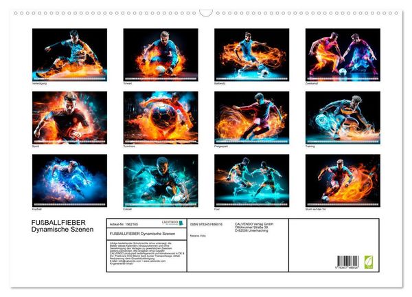 Produktbild: FU&szlig;BALLFIEBER Dynamische Szenen (Wandkalender 2026 DIN A2 quer), CALVENDO Monatskalender