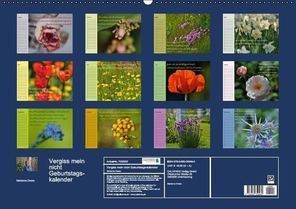 Produktbild: Vergiss mein nicht Geburtstagskalender (Wandkalender immerw&auml;hrend DIN A2 quer)