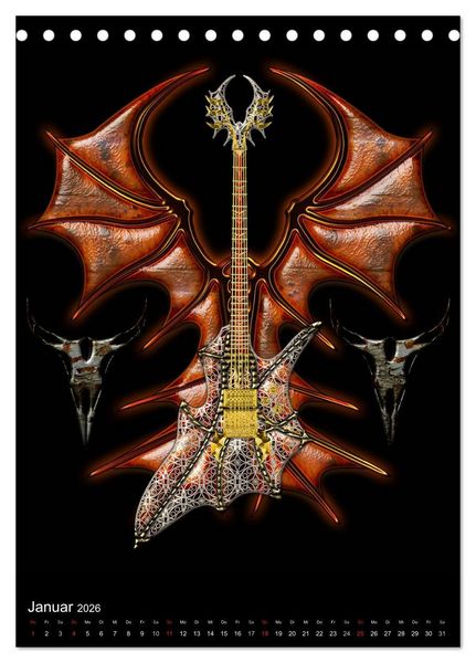 Produktbild: Heroische Gitarren (Tischkalender 2026 DIN A5 hoch), CALVENDO Monatskalender