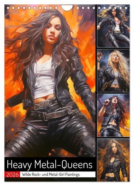 Heavy Metal-Queens. Wilde Rock- und Metal-Girl Paintings (Wandkalender 2026 DIN A4 hoch), CALVENDO Monatskalender