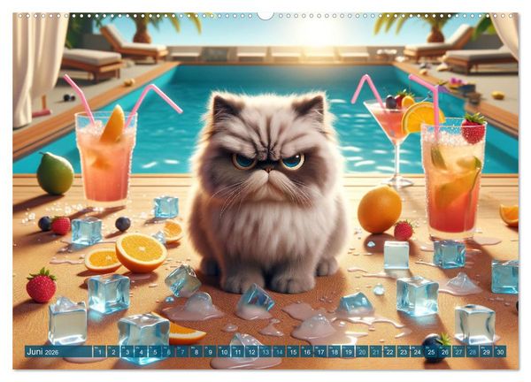 Produktbild: Katzenlaunen - Durch das Jahr mit Fluff und Grummeln (Wandkalender 2026 DIN A2 quer), CALVENDO Monatskalender