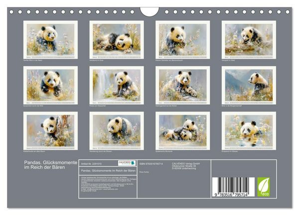 Produktbild: Pandas. Gl&uuml;cksmomente im Reich der B&auml;ren (Wandkalender 2027 DIN A4 quer), CALVENDO Monatskalender
