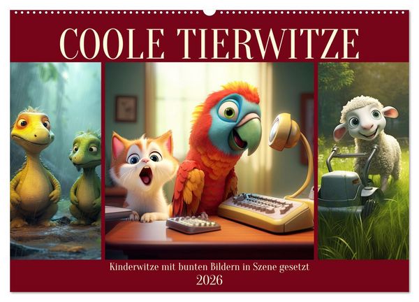 Coole Tierwitze (Wandkalender 2026 DIN A2 quer), CALVENDO Monatskalender