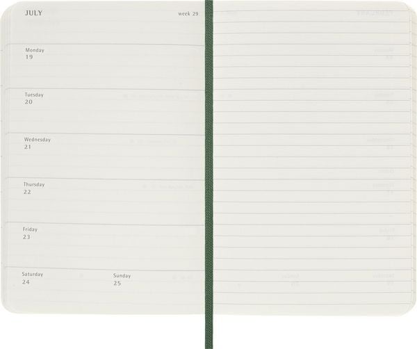Produktbild: Moleskine 12 Monate Wochen Notizkalender 2027, Pocket/A6, 1 Wo = 1 Seite, rechts linierte Seite, Weicher Einband, Myrtengr&uuml;n