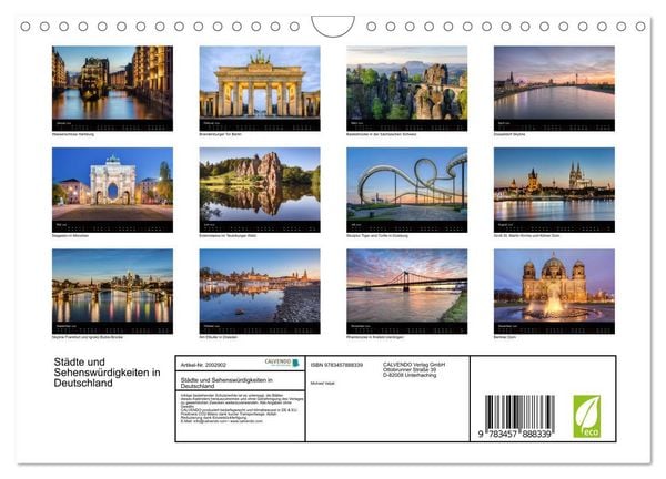 Produktbild: St&auml;dte und Sehensw&uuml;rdigkeiten in Deutschland (Wandkalender 2026 DIN A4 quer), CALVENDO Monatskalender