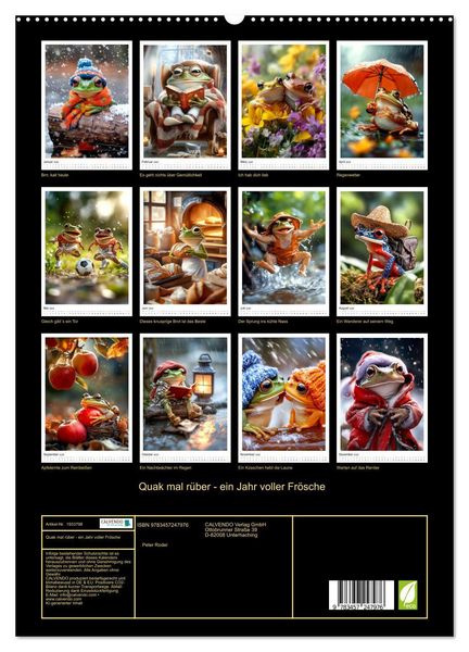 Produktbild: Quak mal r&uuml;ber - ein Jahr voller Fr&ouml;sche (hochwertiger Premium Wandkalender 2026 DIN A2 hoch), Kunstdruck in Hochglanz
