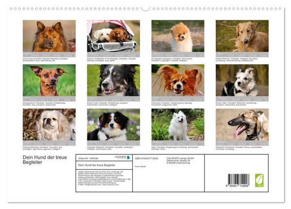 Produktbild: Dein Hund der treue Begleiter (hochwertiger Premium Wandkalender 2026 DIN A2 quer), Kunstdruck in Hochglanz