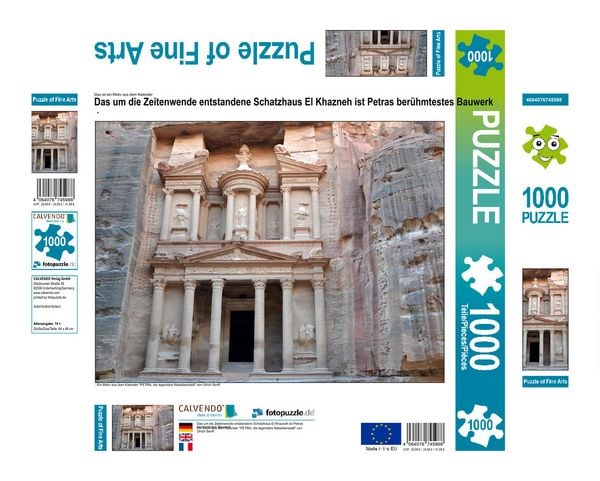Produktbild: CALVENDO Puzzle Das um die Zeitenwende entstandene Schatzhaus El Khazneh ist Petras ber&uuml;hmtestes Bauwerk | 1000 Teile Lege-Gr&ouml;&szlig;e 64x48cm Foto-Puzzle f