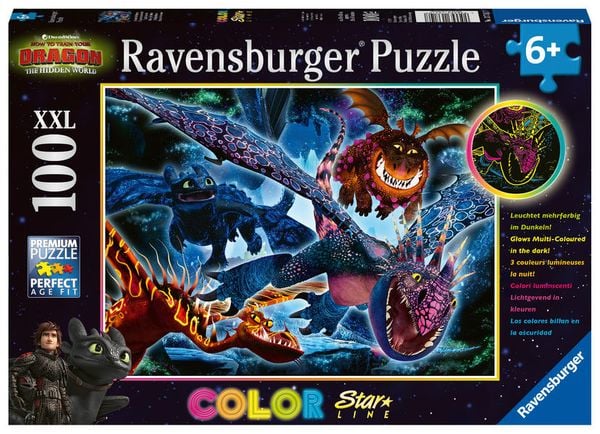 Puzzle Ravensburger Leuchtende Dragons 100 Teile XXL Color Starline