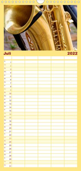 Produktbild: Familienplaner Saxophon - sch&ouml;n und sexy (Wandkalender 2022 , 21 cm x 45 cm, hoch)