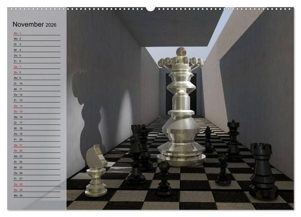 Produktbild: SCHACH - Spiel der K&ouml;nige (hochwertiger Premium Wandkalender 2026 DIN A2 quer), Kunstdruck in Hochglanz