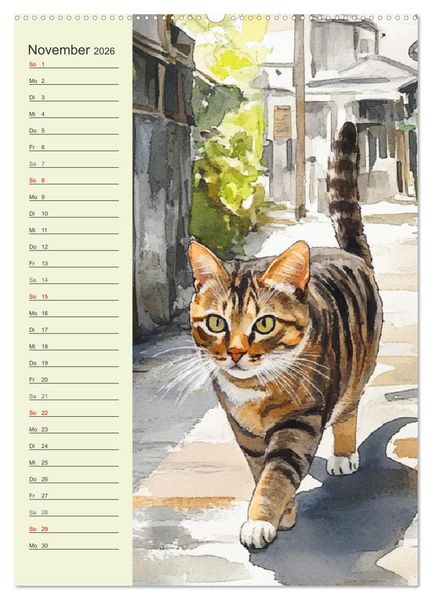Produktbild: Bezaubernde Katzen. Miezen im lieblichen Aquarell-Stil (Wandkalender 2026 DIN A2 hoch), CALVENDO Monatskalender