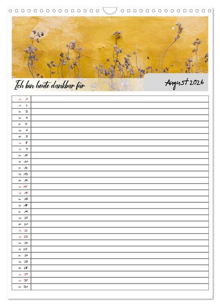 Produktbild: Ich bin dankbar - ein Jahr voller Achtsamkeit (Wandkalender 2026 DIN A3 hoch), CALVENDO Monatskalender