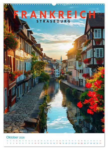 Produktbild: Frankreich - Old School Poster Style (Wandkalender 2026 DIN A2 hoch), CALVENDO Monatskalender