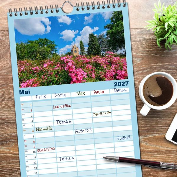 Produktbild: Familienplaner 2027 - Blickfang Darmstadt! mit 5 Spalten (Wandkalender, 21 x 45 cm) CALVENDO