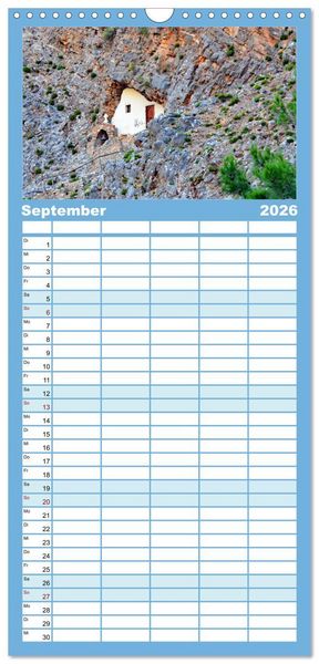 Produktbild: Familienplaner 2026 - Kreta - Insel der Kapellen mit 5 Spalten (Wandkalender, 21 x 45 cm) CALVENDO