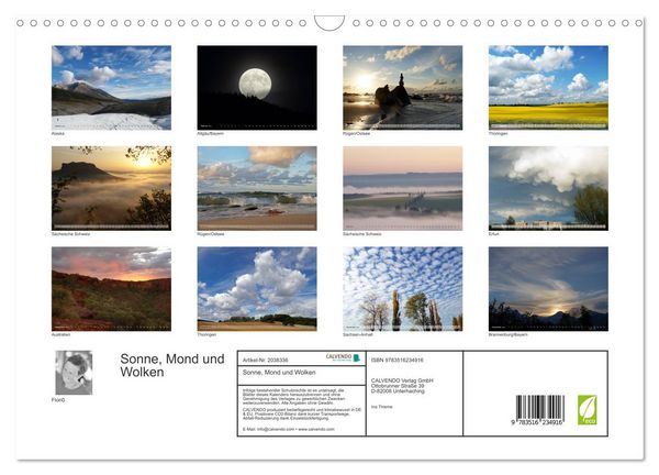 Produktbild: Sonne, Mond und Wolken (Wandkalender 2026 DIN A3 quer), CALVENDO Monatskalender