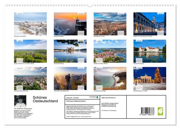Produktbild: Sch&ouml;nes Ostdeutschland (Wandkalender 2026 DIN A2 quer), CALVENDO Monatskalender