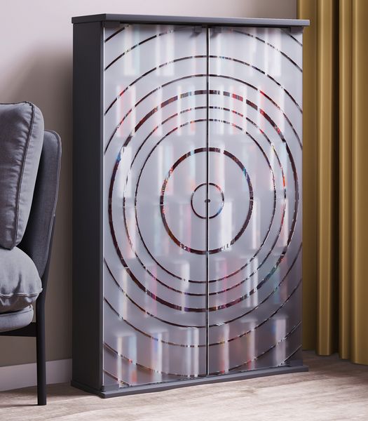 Produktbild: Holz CD DVD Stand Regal Schrank Glast&uuml;r Tilano L