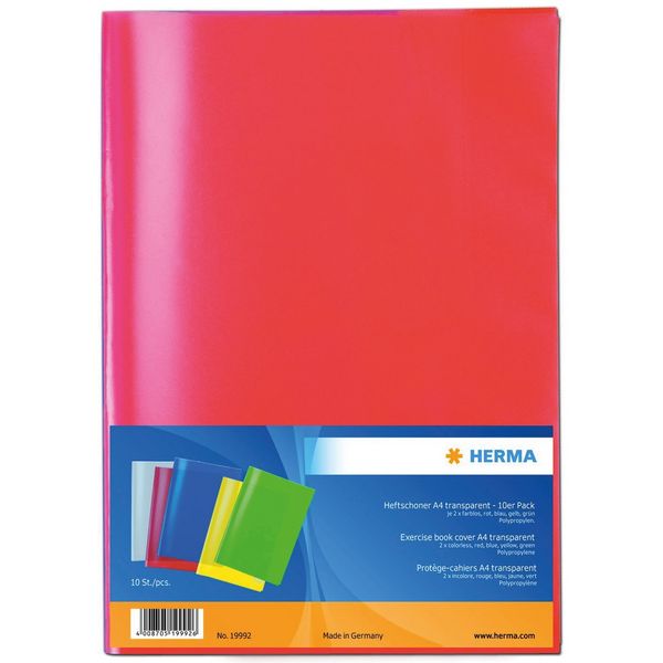 HERMA Heftschoner 5 Farben transparent DIN A4 10 Stück