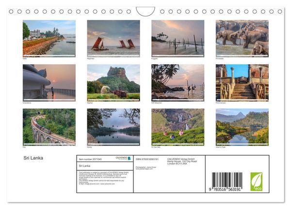 Produktbild: Sri Lanka (Wall Calendar 2026 DIN A4 landscape), CALVENDO 12 Month Wall Calendar