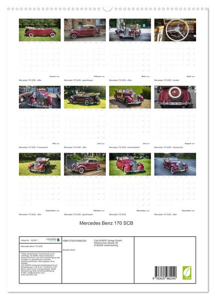 Produktbild: Mercedes Benz 170 SCB (hochwertiger Premium Wandkalender 2025 DIN A2 hoch), Kunstdruck in Hochglanz