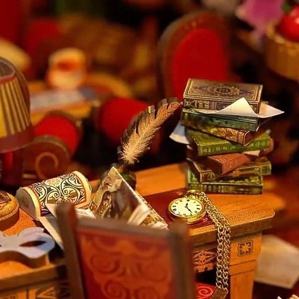 Produktbild: FiguredArt SL09 - DIY Book Nook, Katzenangelegenheiten B&uuml;ro, Puzzle 246 Teile, Miniatur-Diorama