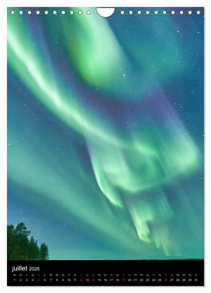Produktbild: Aurora Borealis en Scandinavie (Calendrier mural 2026 DIN A4 horizontal), CALVENDO calendrier mensuel