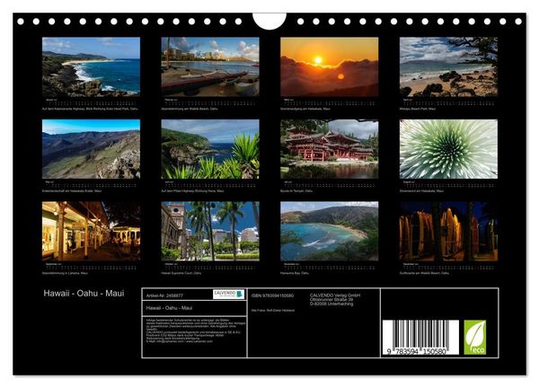 Produktbild: Hawaii - Oahu - Maui (Wandkalender 2027 DIN A4 quer), CALVENDO Monatskalender