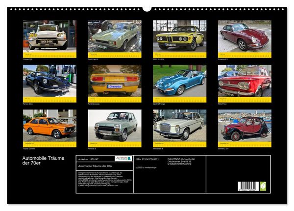 Produktbild: Automobile Tr&auml;ume der 70er (Wandkalender 2026 DIN A2 quer), CALVENDO Monatskalender