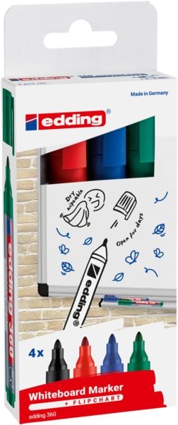 Produktbild: Edding 4-360-4-2 Whiteboardmarker Set Schwarz, Blau, Rot, Gr&uuml;n 1St.