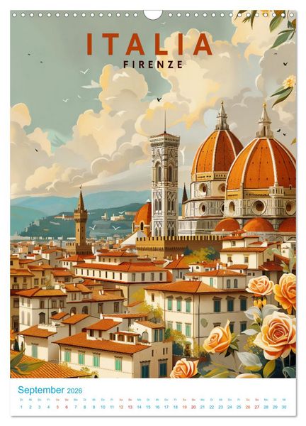 Produktbild: Italien - Old School Poster Style (Wandkalender 2026 DIN A3 hoch), CALVENDO Monatskalender