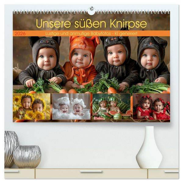Produktbild: Unsere s&uuml;&szlig;en Knirpse (hochwertiger Premium Wandkalender 2026 DIN A2 quer), Kunstdruck in Hochglanz