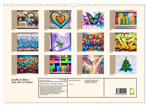 Produktbild: Graffiti im Blick &ndash; Das Jahr in Farben (Wandkalender 2027 DIN A3 quer), CALVENDO Monatskalender