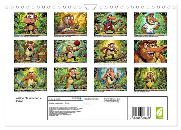 Produktbild: Lustige Nasenaffen - Comic (Wandkalender 2027 DIN A4 quer), CALVENDO Monatskalender