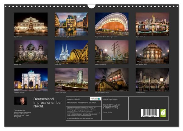 Produktbild: Deutschland Impressionen bei Nacht (Wandkalender 2026 DIN A3 quer), CALVENDO Monatskalender