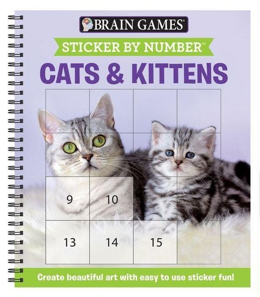 Produktbild: Brain Games - Sticker by Number: Cats & Kittens (Easy - Square Stickers)