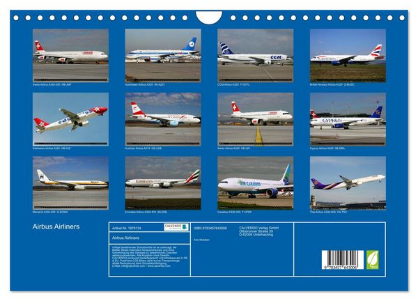 Produktbild: Airbus Airliners (Wandkalender 2026 DIN A4 quer), CALVENDO Monatskalender