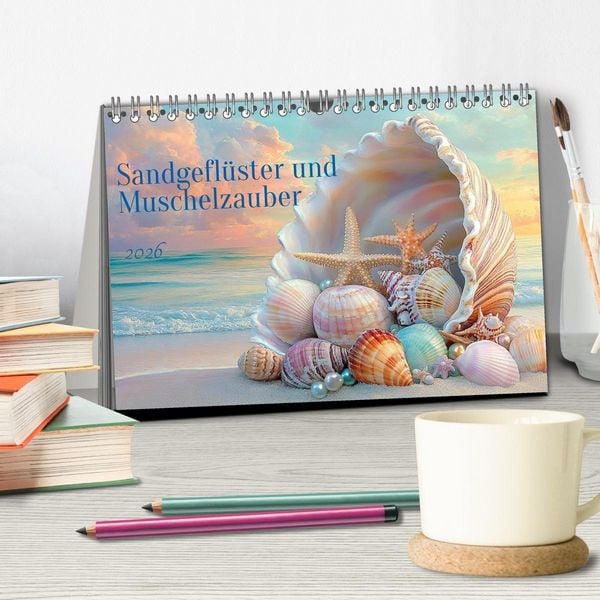 Produktbild: Sandgefl&uuml;ster und Muschelzauber (Tischkalender 2026 DIN A5 quer), CALVENDO Monatskalender