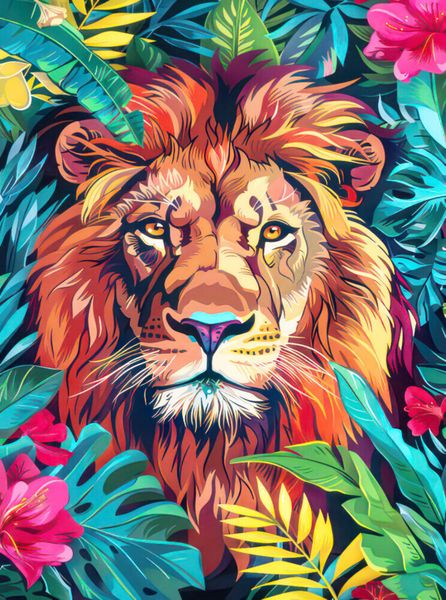 Produktbild: CALVENDO Puzzle Dschungeltiere Pop-Art | 2000 Teile Lege-Gr&ouml;&szlig;e 90x67cm Foto-Puzzle f&uuml;r gl&uuml;ckliche Stunden