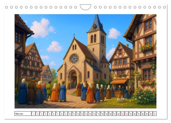 Produktbild: Farbenfrohes Mittelalter (Wandkalender 2026 DIN A4 quer), CALVENDO Monatskalender
