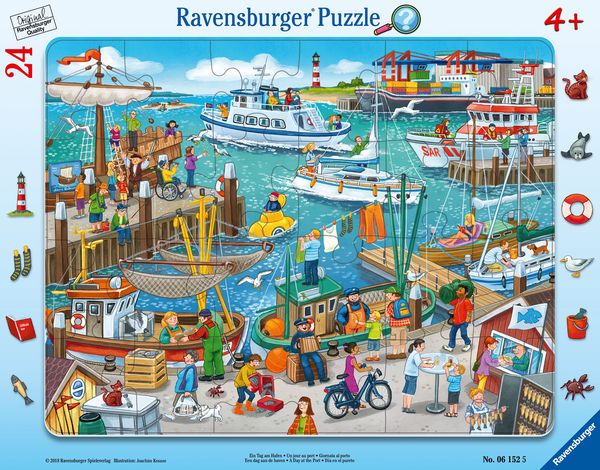 Produktbild: Rahmenpuzzle Ravensburger Ein Tag am Hafen 24 Teile