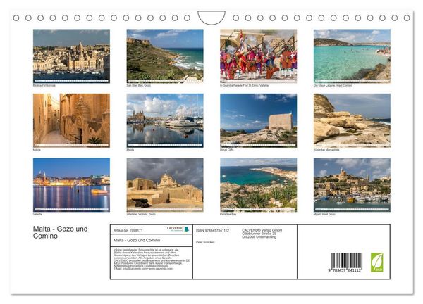 Produktbild: Malta - Gozo und Comino (Wandkalender 2026 DIN A4 quer), CALVENDO Monatskalender