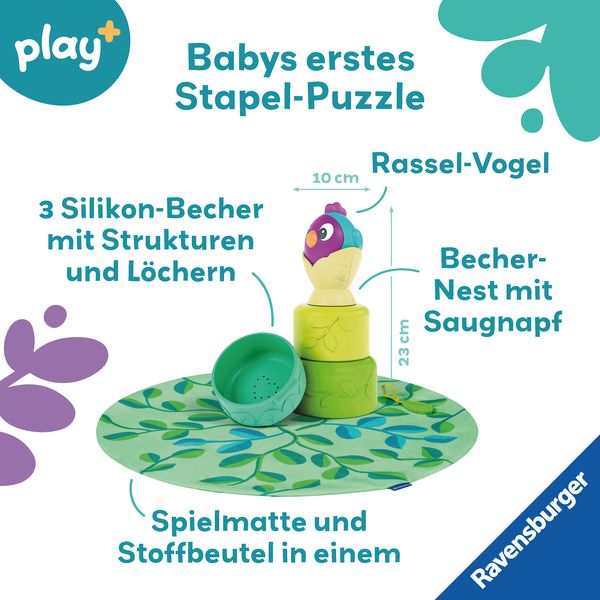Produktbild: Play+ Baby-Stapel-Puzzle: Vogelnest - ab 6 Monate