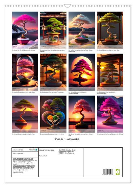 Produktbild: Bonsai Kunstwerke (Wandkalender 2026 DIN A2 hoch), CALVENDO Monatskalender