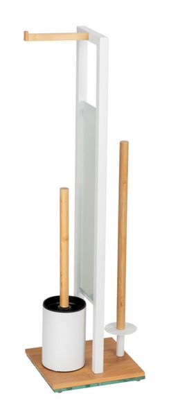 Produktbild: Stand WC-Garnitur Mod. Rivalta, bambus/wei&szlig;, Sicherheitsglas, 18x70x23 cm, mit Toilettenpapierhalter