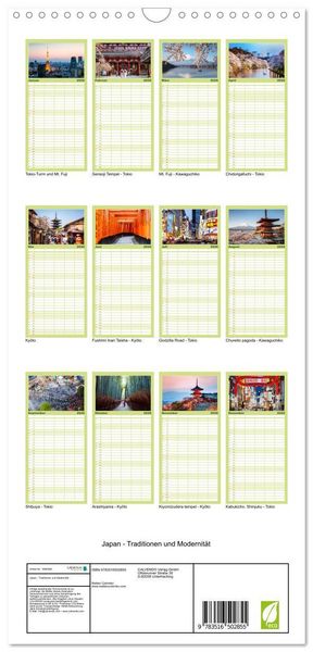 Produktbild: Familienplaner 2026 - Japan - Traditionen und Modernit&auml;t mit 5 Spalten (Wandkalender, 21 x 45 cm) CALVENDO